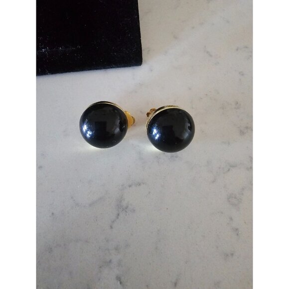 Vintage clip-on round studs with dingle attachment black - Picture 7 of 7